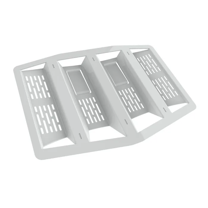 A gable end ventilation grille fitted in a brick wall